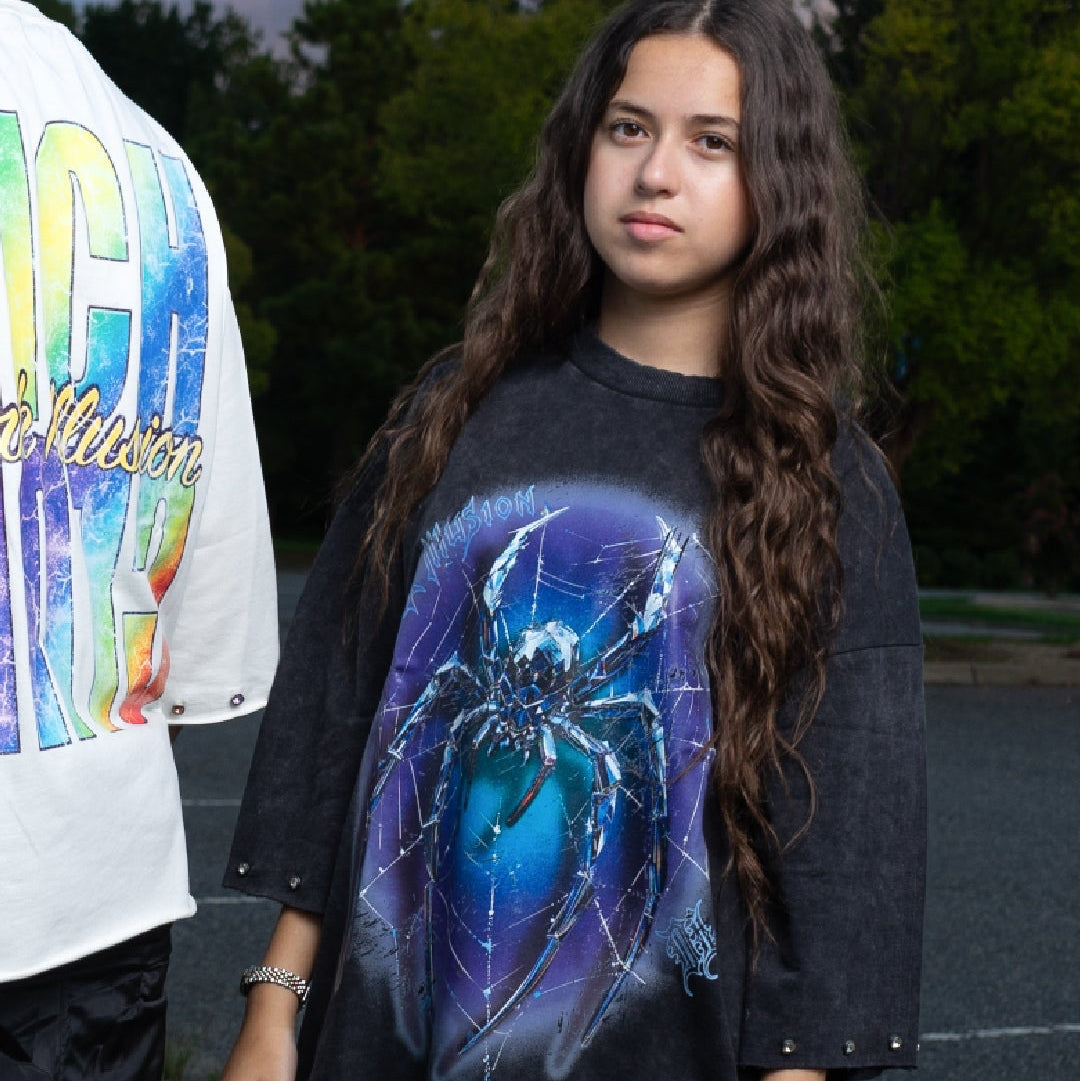 The Web - Cropped T-Shirt Spider Black