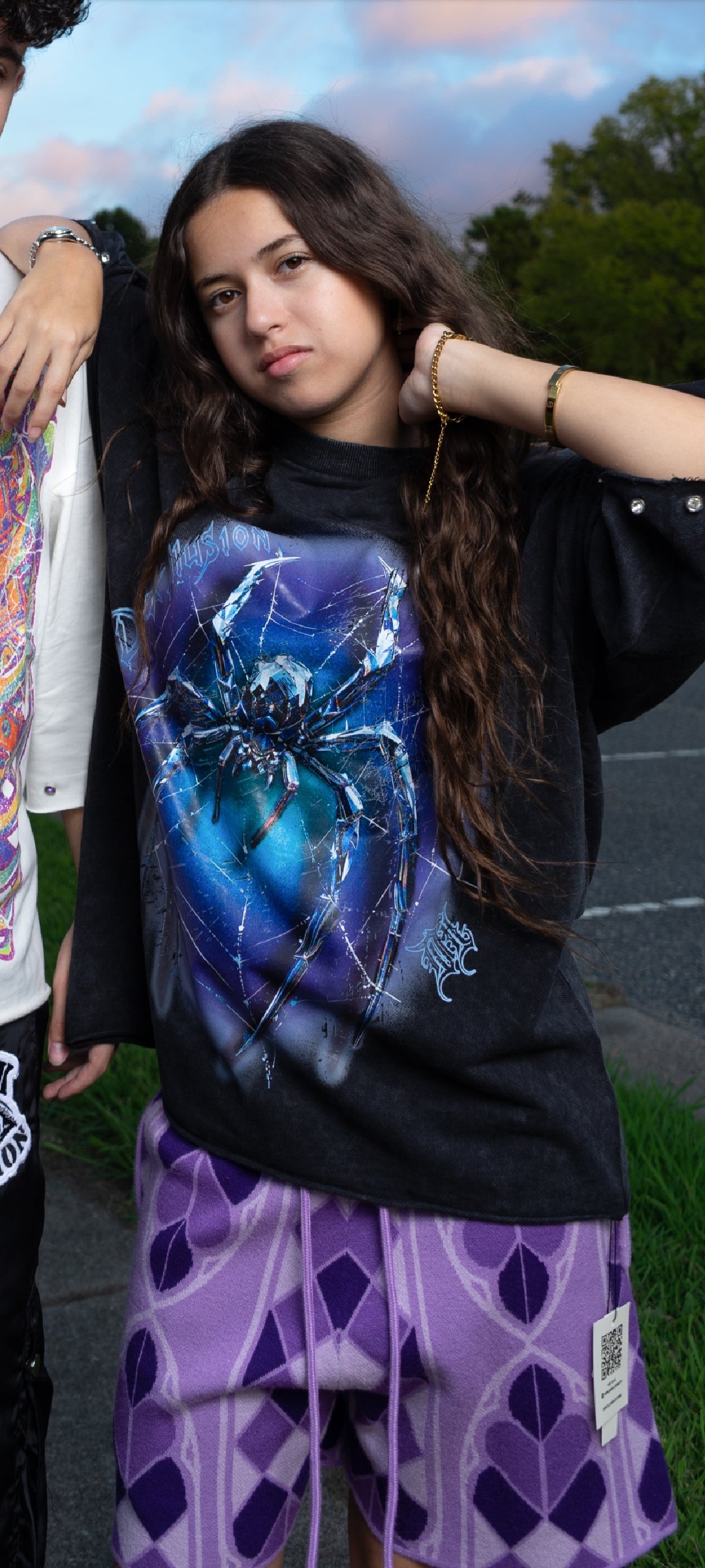 The Web - Cropped T-Shirt Spider Black