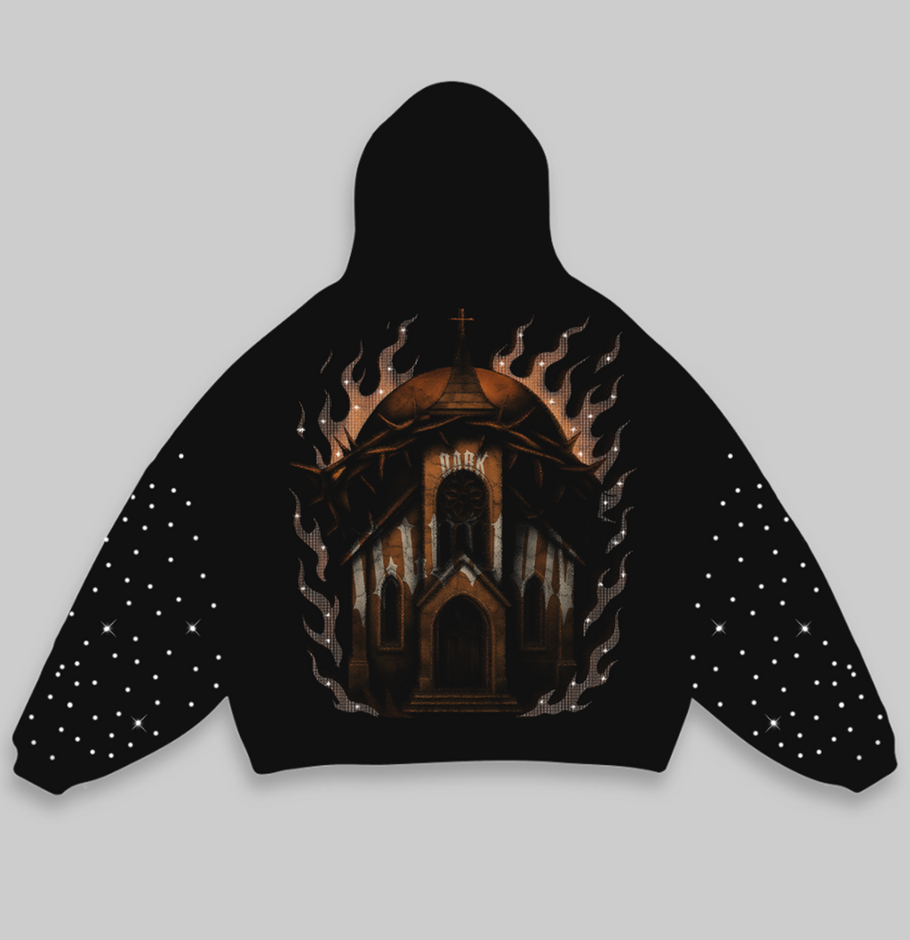 DARK ILLUSION SKULL ZIPUP HOODIE BLACK