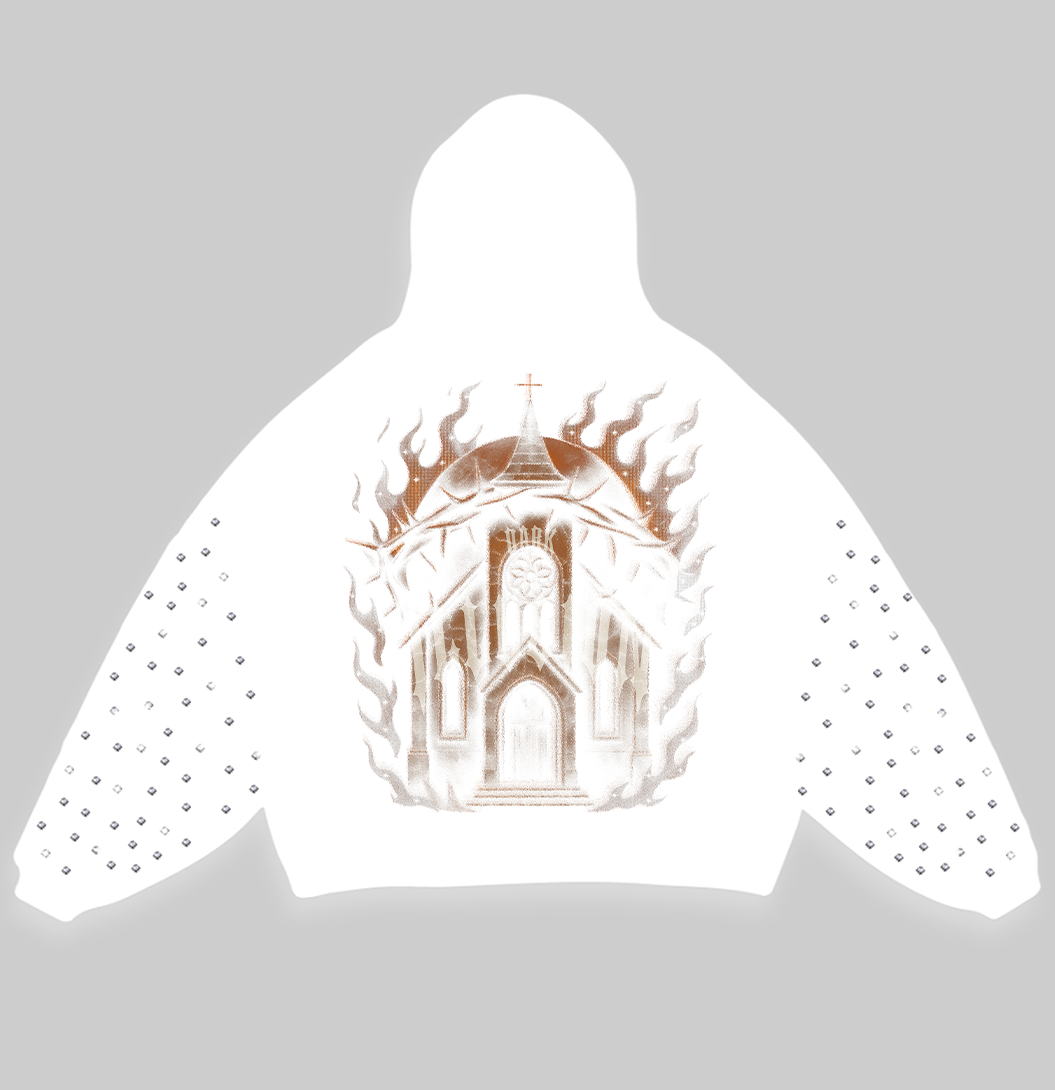 DARK ILLUSION SKULL ZIPUP HOODIE WHITE