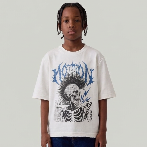 Dark illusion motion cropped shirt White