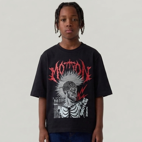 Dark illusion motion cropped shirt Black
