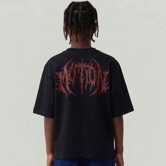 Dark illusion motion cropped shirt Black