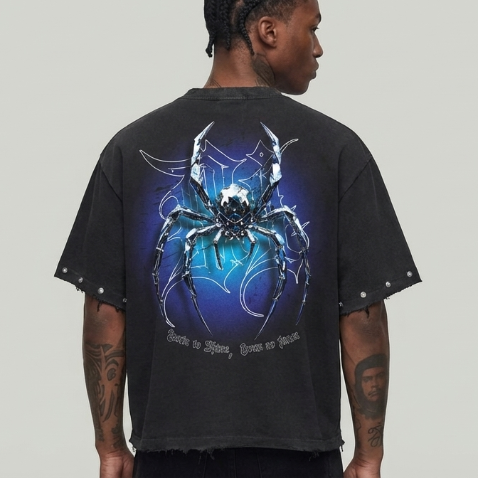 The Web - Cropped T-Shirt Spider Black