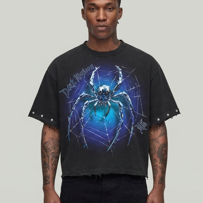 The Web - Cropped T-Shirt Spider Black