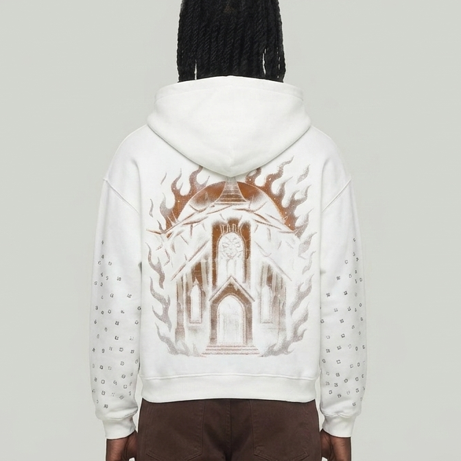DARK ILLUSION SKULL ZIPUP HOODIE WHITE