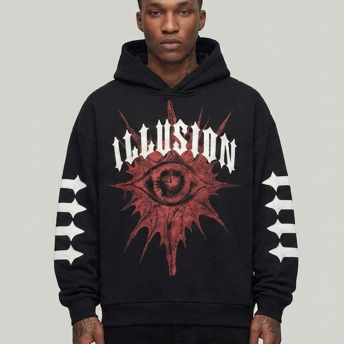 Illusion Hoodie Black Cut & Sew