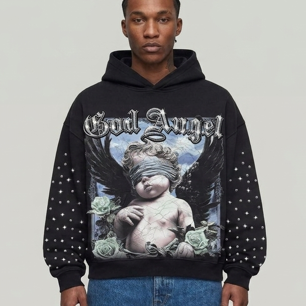 GOD ANGEL BLACK HOODIE