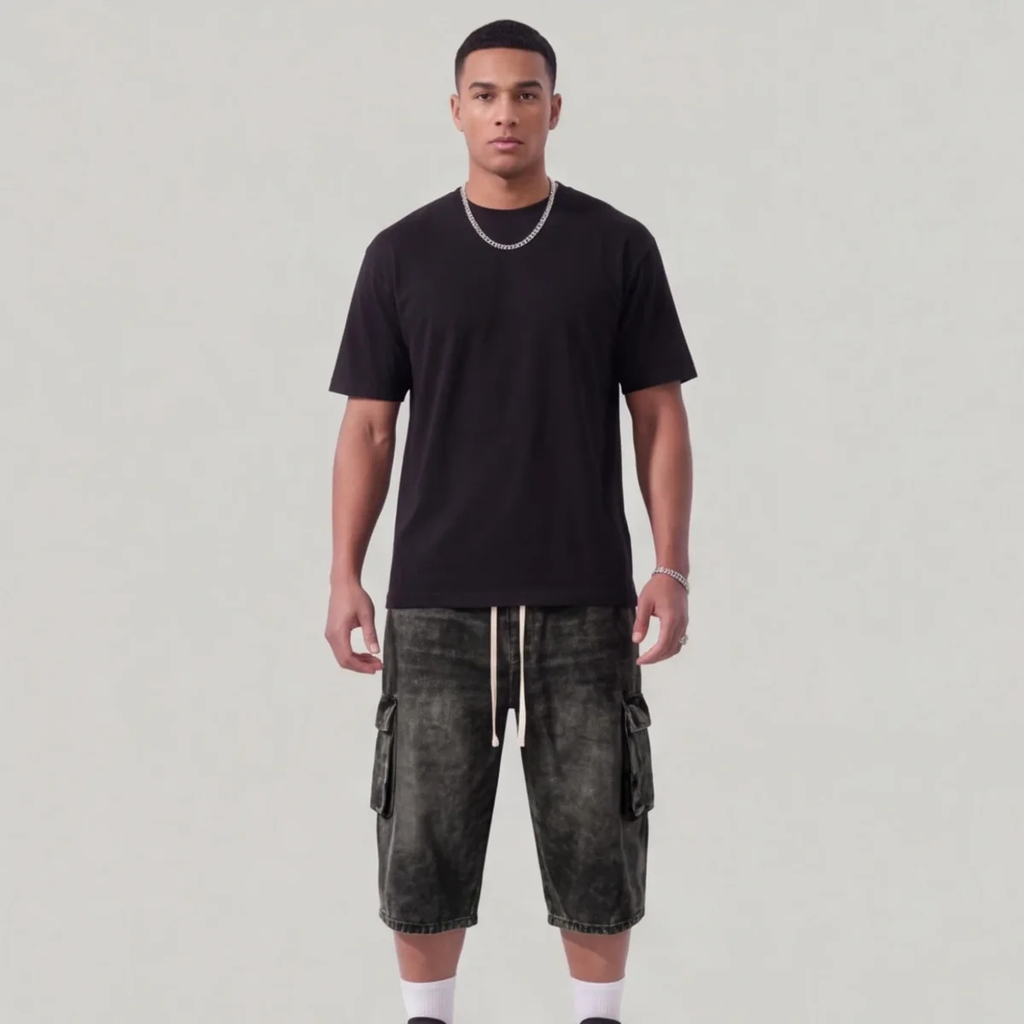 Dark illusion jorts black washed