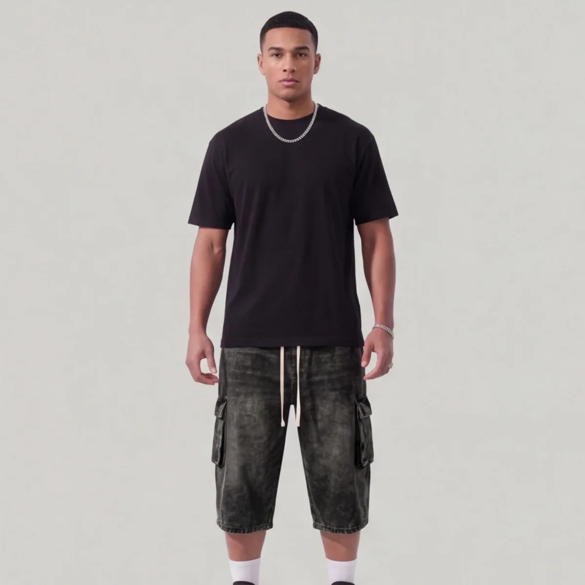 Dark illusion jorts black washed